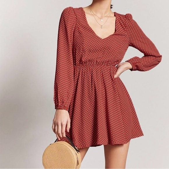 NWT‎ Forever 21 Red Polka Dot Dress - Size M - Picture 1 of 9